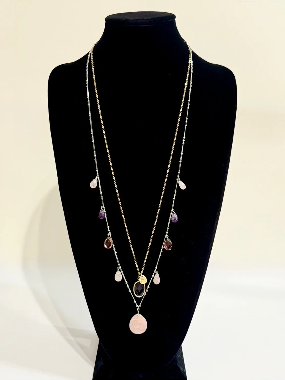 J. Jill Pink & Purple Two-Tone Long Layered Necklace New